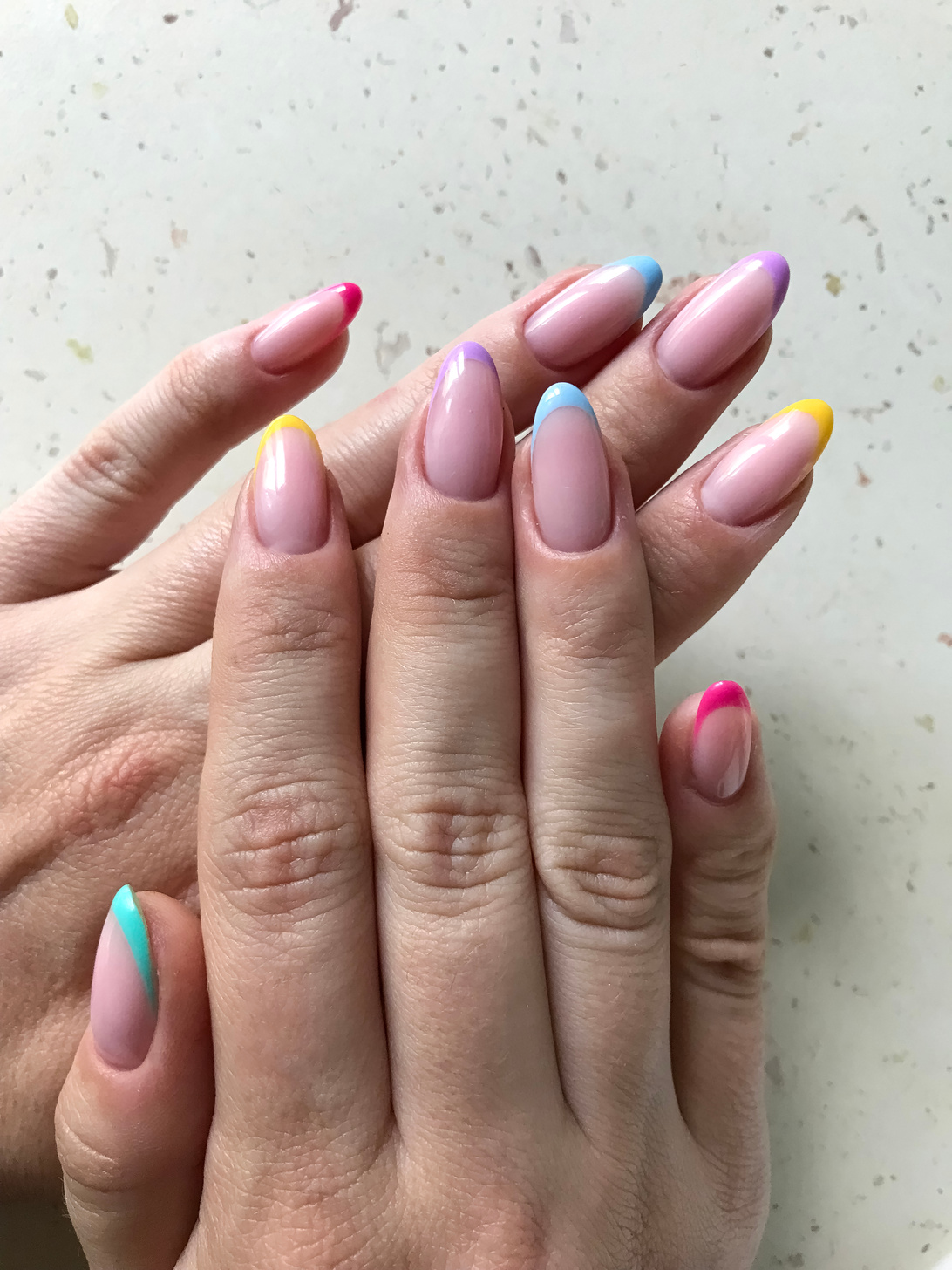 Rainbow french nails manicure